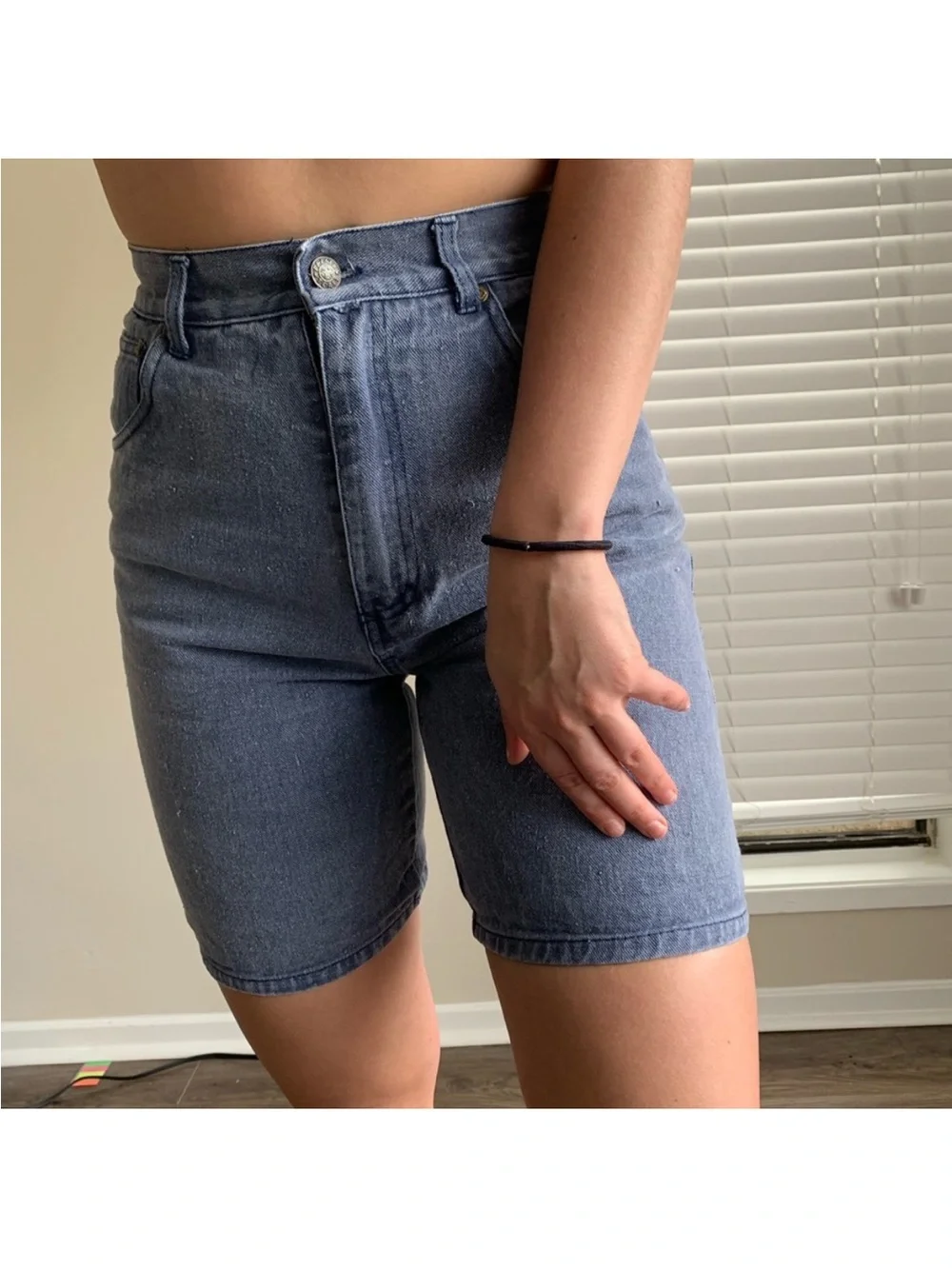 Vintage French Toast Long Denim Shorts - High Rise Dark Wash Jorts - 25” Waist
